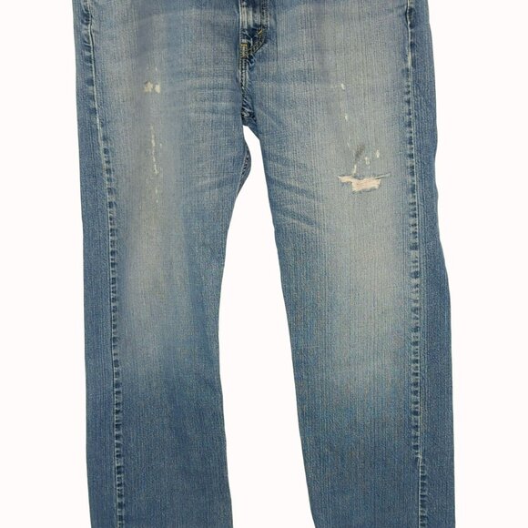 Levis 569 Jeans Loose Straight Fit Blue Distressed Denim Mens W38 L34 - Picture 3 of 6